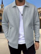 Alfred | Waffle-Textured Zip-Up Jacket with Pockets for Men
