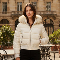 Loes Quilted Puffer Jacket with Ribbed Cuffs for Women