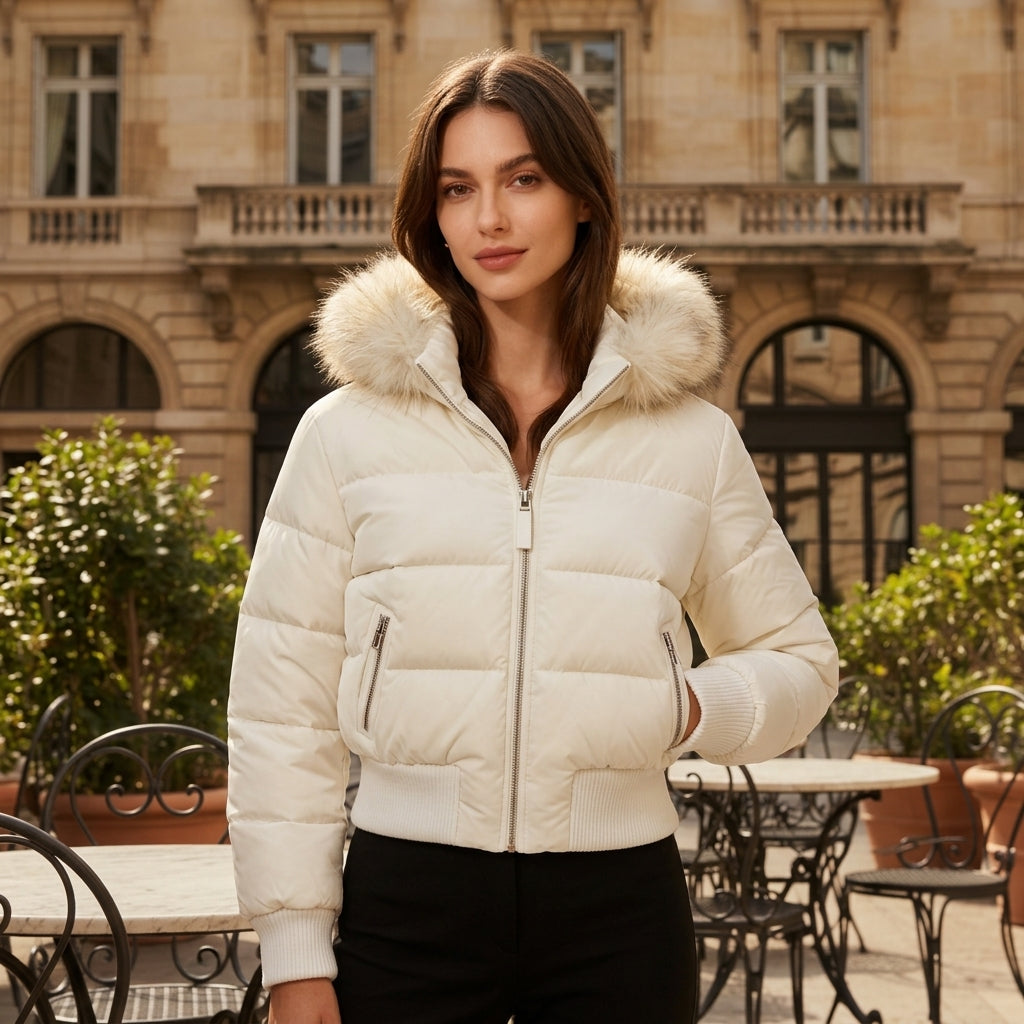 Loes Quilted Puffer Jacket with Ribbed Cuffs for Women