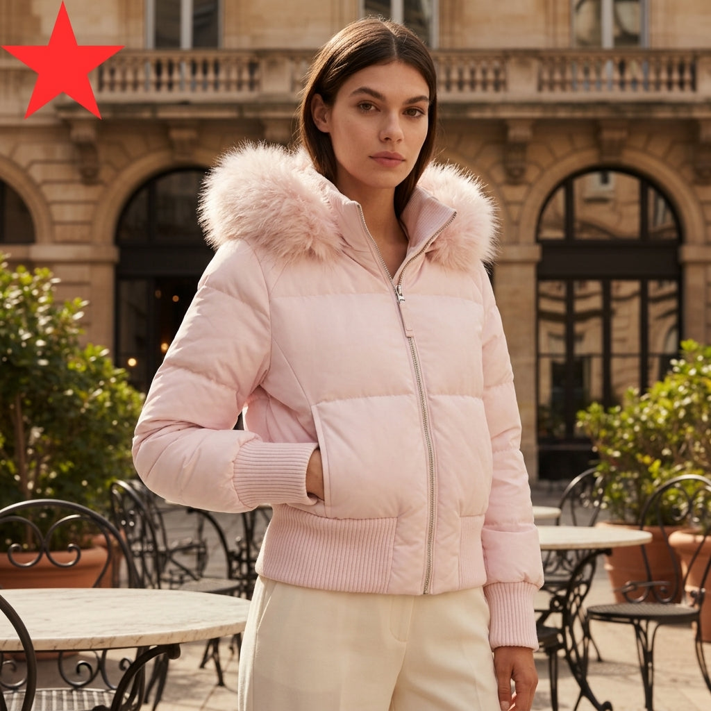 Loes Quilted Puffer Jacket with Ribbed Cuffs for Women