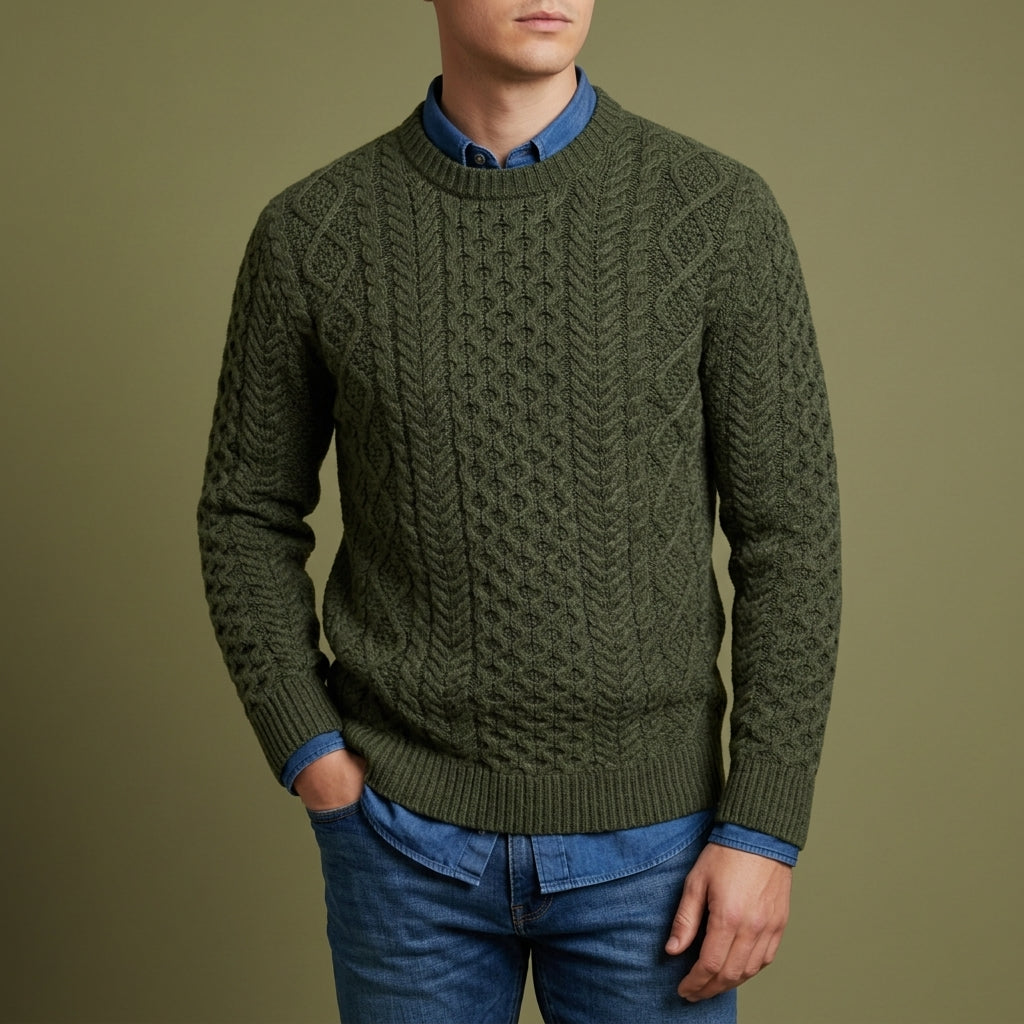 Dorien | Cable Knit Crewneck Knitted Sweater for Men
