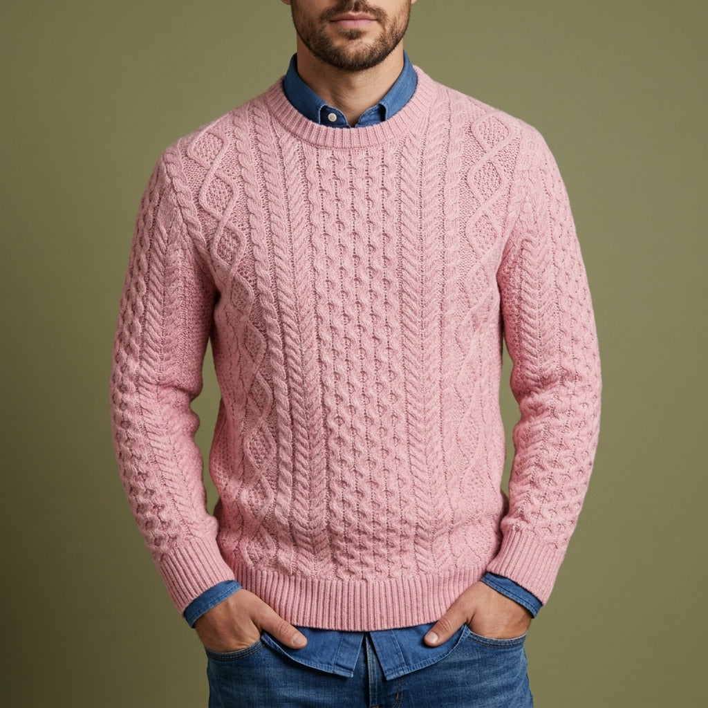 Dorien | Cable Knit Crewneck Knitted Sweater for Men