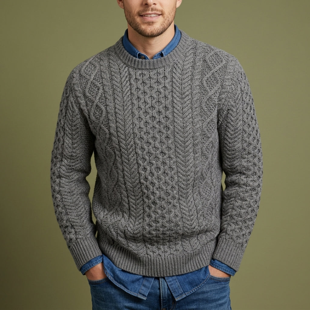 Dorien | Cable Knit Crewneck Knitted Sweater for Men