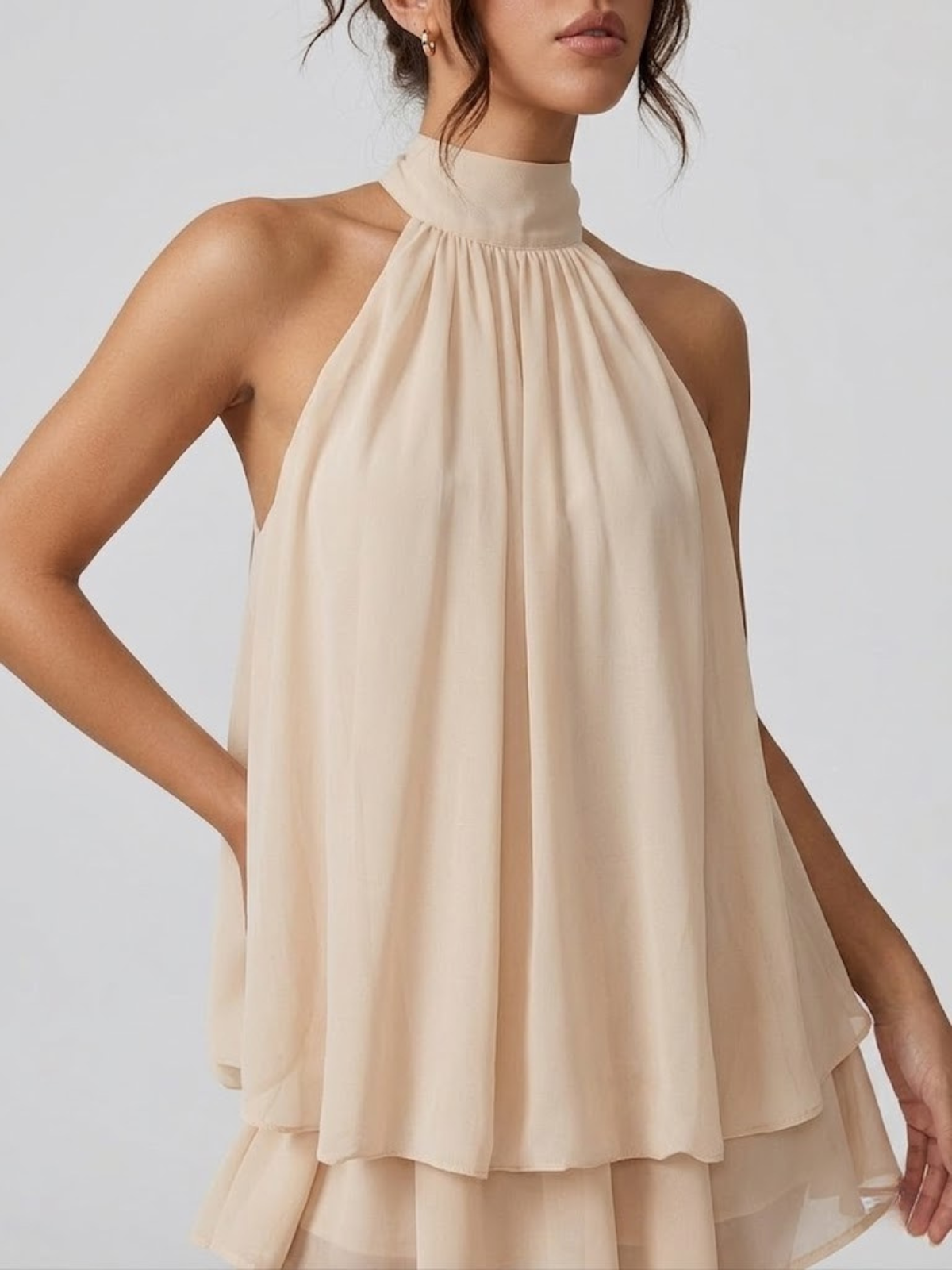 Kelda | Tiered Ruffle Halter Neck Mini Dress for Women