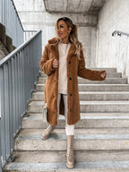Dahlia's Belted Teddy Trench Coat with Notch Collar for Women
