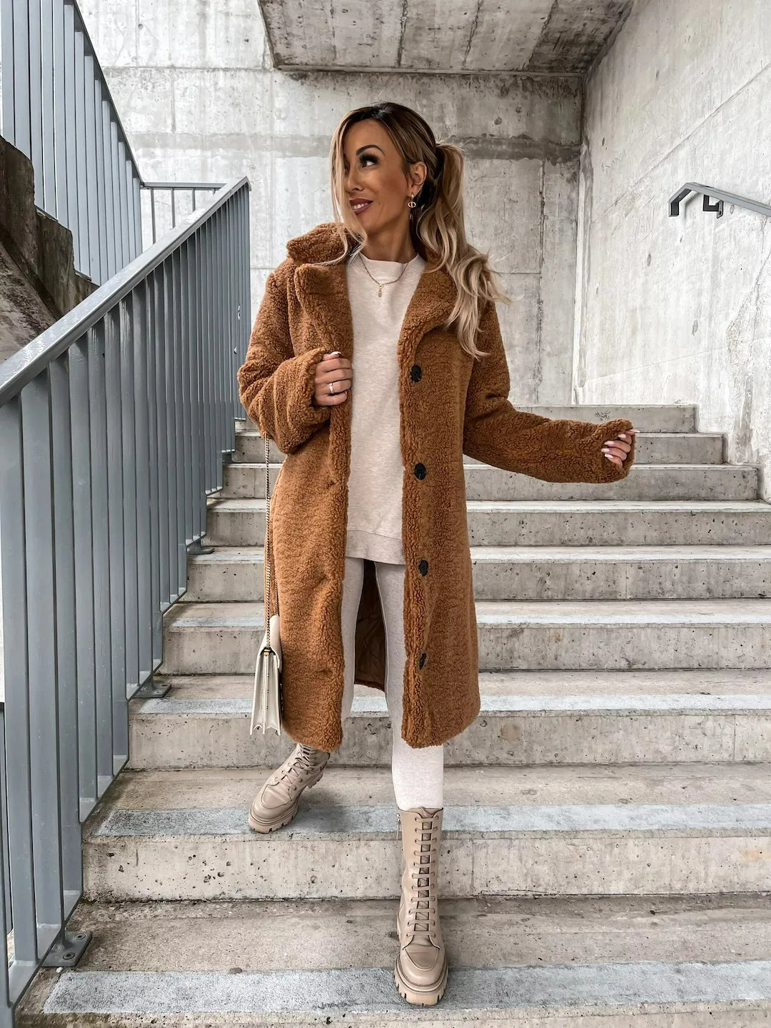 Dahlia's Belted Teddy Trench Coat with Notch Collar for Women