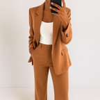 Delara | Notched Lapel Blazer & Straight-Leg Trouser Set