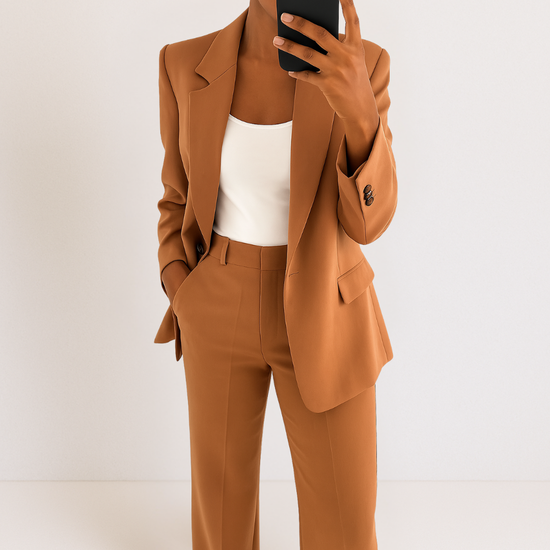 Delara | Notched Lapel Blazer & Straight-Leg Trouser Set