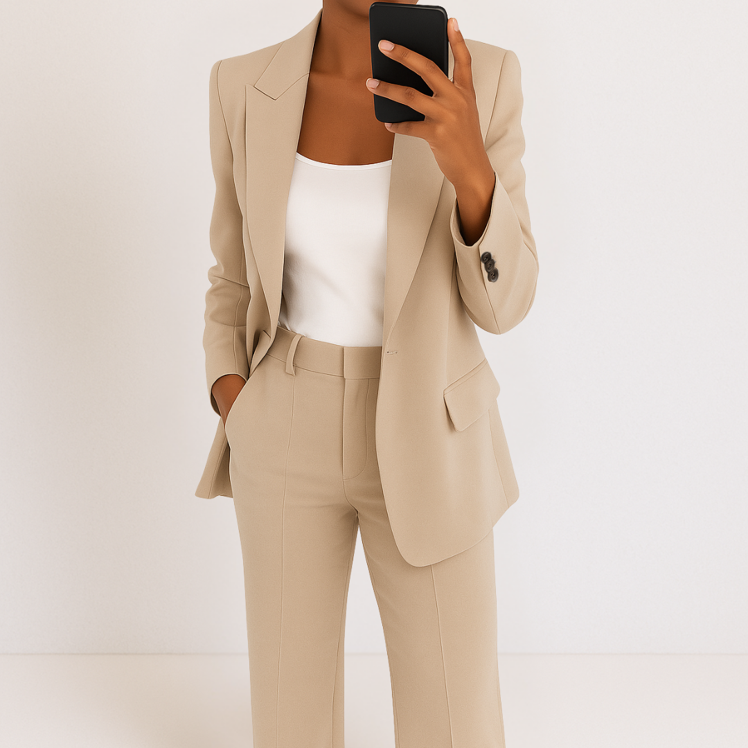 Delara | Notched Lapel Blazer & Straight-Leg Trouser Set