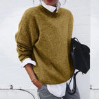 Bente | Textured Teddy Crew Neck Pullover Sweater for Women
