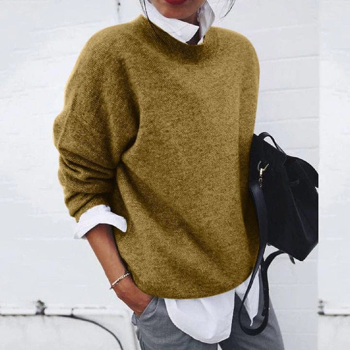 Bente | Textured Teddy Crew Neck Pullover Sweater for Women