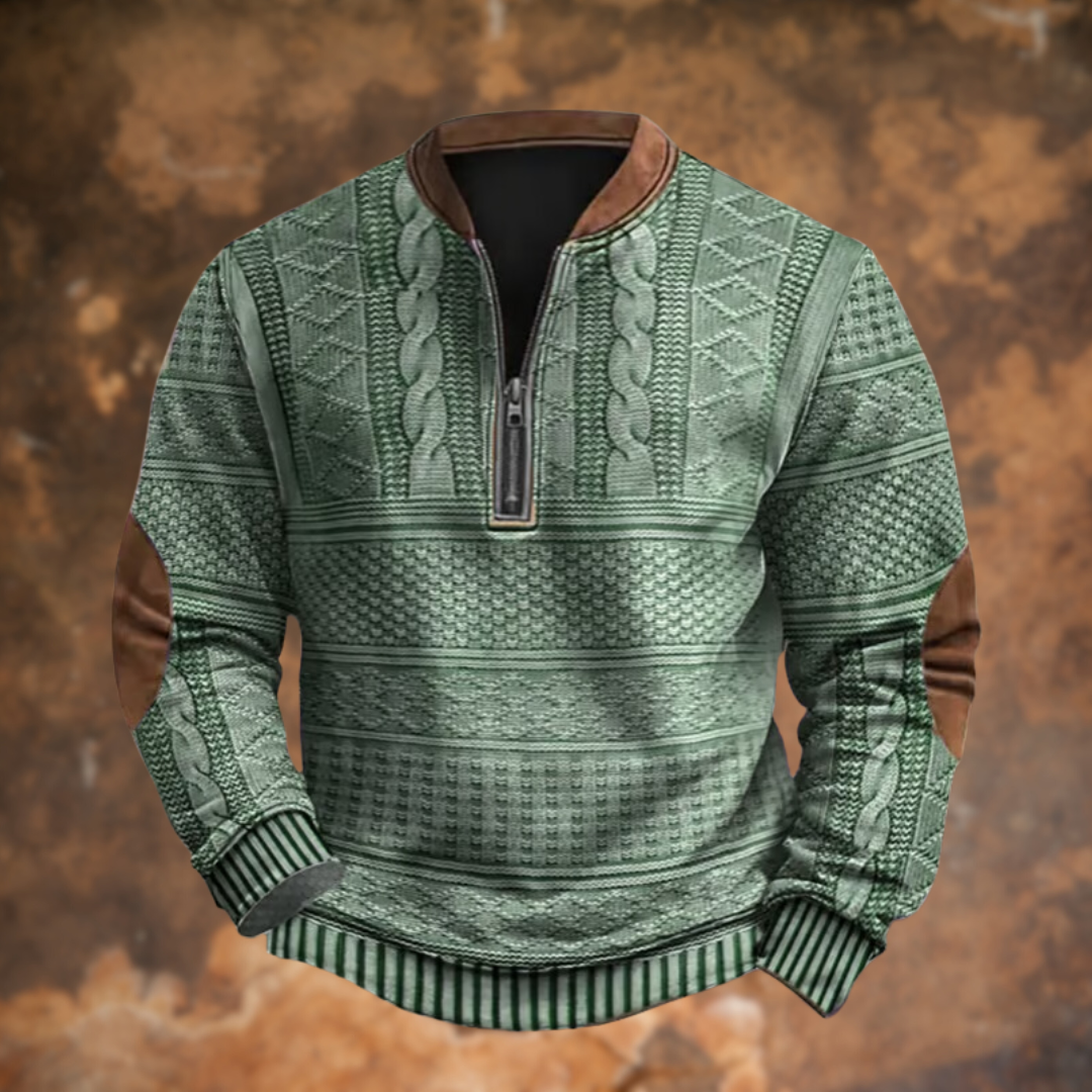 Jurre | Ribbed Half-Zip Knitted Sweater for Men