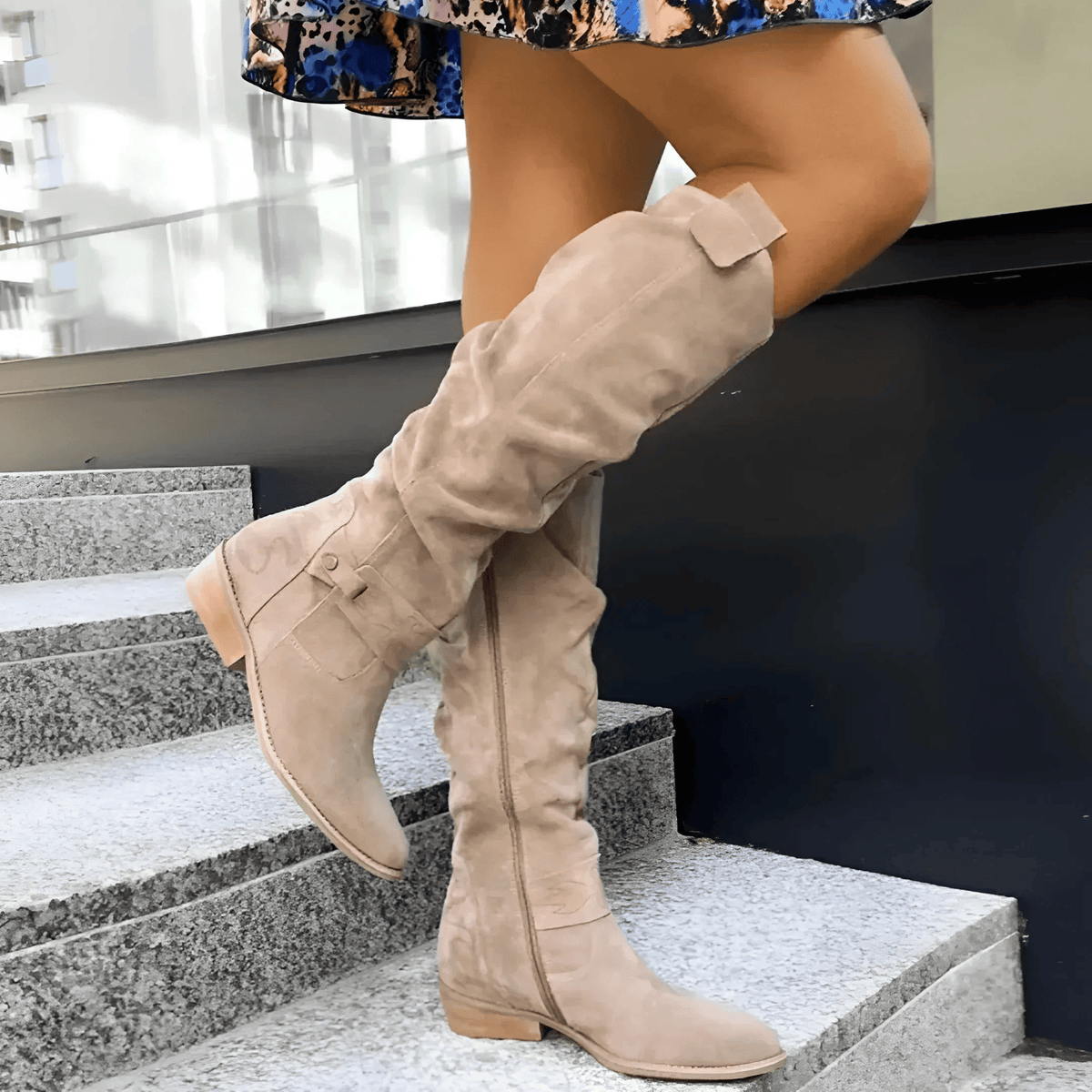 Eline | Knee-High Block Heel Boots with Side Zip for Women
