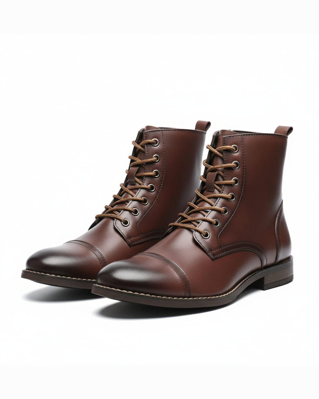Jelte | Lace-Up Cap-Toe Leather Boots for Men