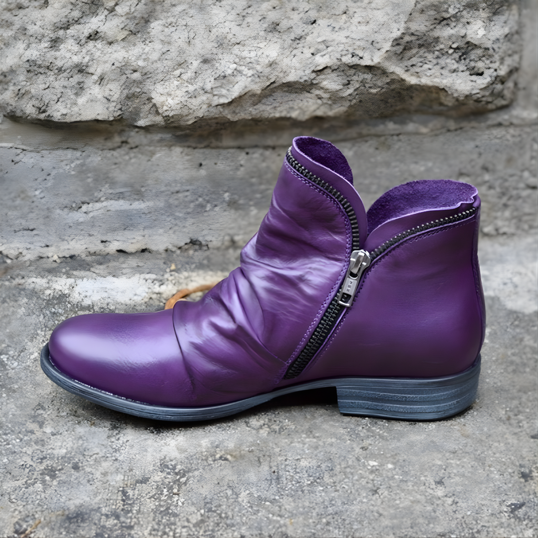 Edda | Side-Zip Stacked-Heel Ankle Boots for Women