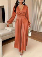 Inge | Wrap V-Neck Satin Cocktail Dress for Women