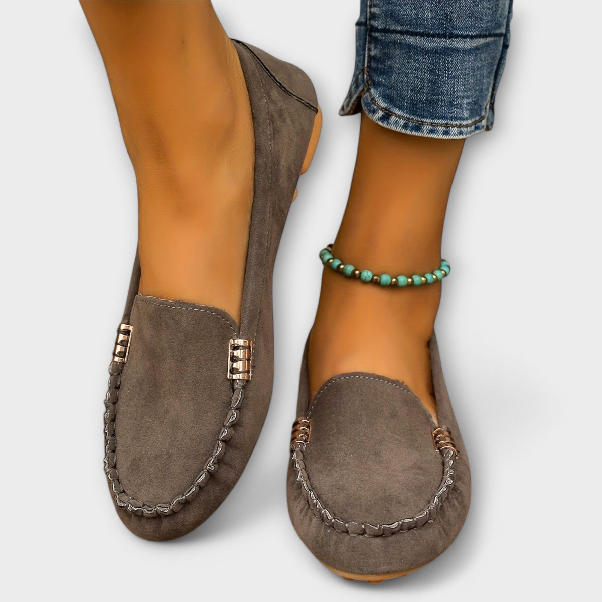 Oona | Metal-Trim Moccasin Slip-On Loafers for Women