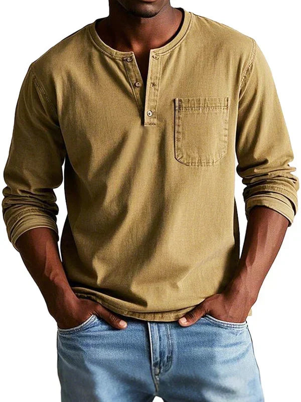 Florian | Men's Long Sleeve Henley Shirt with Button Placket