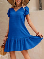 Delia | Textured A-Line Homecoming Dress with Ruffled Hem