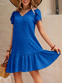 Delia | Textured A-Line Homecoming Dress with Ruffled Hem