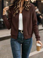 Jasmine | Ribbed Zip-Front Bomber Cardigan for Women