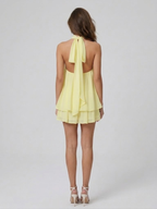 Kelda | Tiered Ruffle Halter Neck Mini Dress for Women
