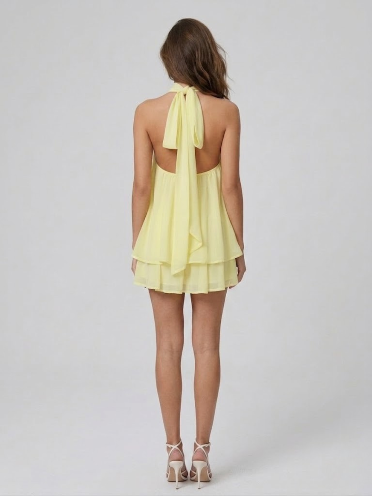 Kelda | Tiered Ruffle Halter Neck Mini Dress for Women
