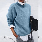 Bente | Textured Teddy Crew Neck Pullover Sweater for Women