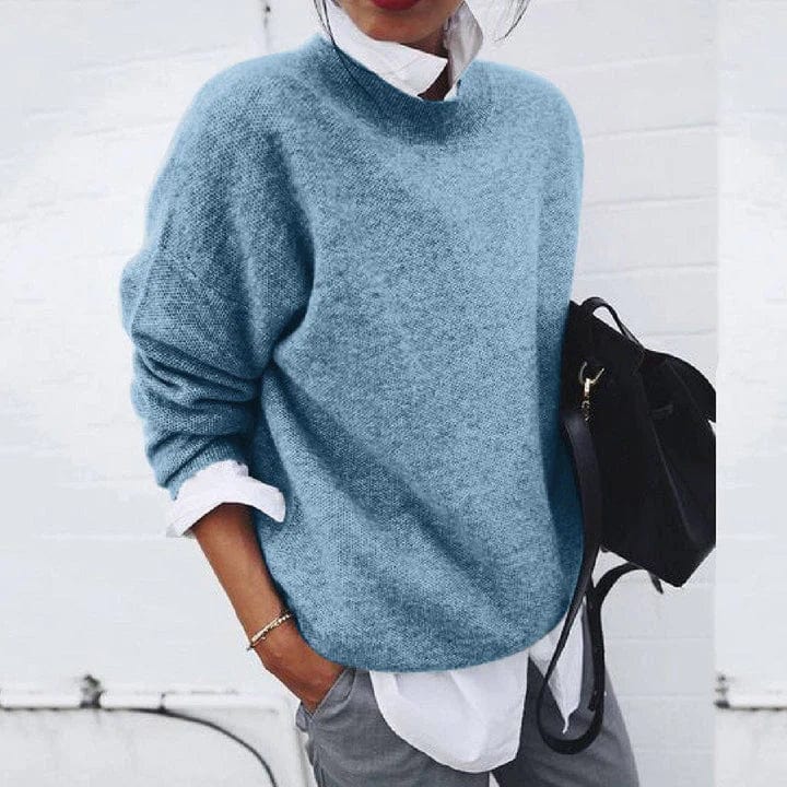 Bente | Textured Teddy Crew Neck Pullover Sweater for Women
