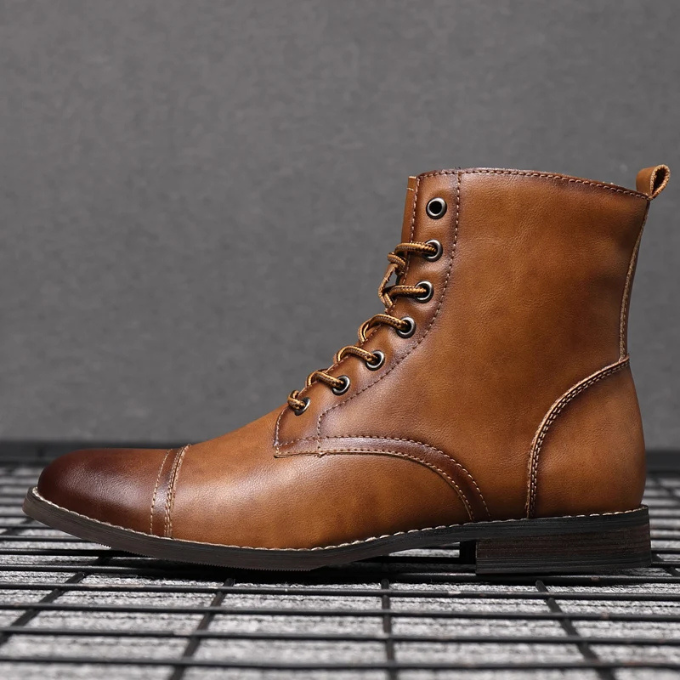 Jelte | Lace-Up Cap-Toe Leather Boots for Men