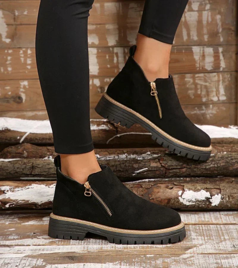 Alessia | Cushioned Wedge Ankle Boots with Side Zip for Women
