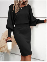 Olivia | Ribbed Knit Midi Dress with Long Sleeve for Women