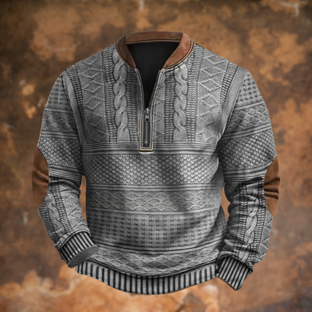 Jurre | Ribbed Half-Zip Knitted Sweater for Men