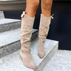 Eline | Knee-High Block Heel Boots with Side Zip for Women