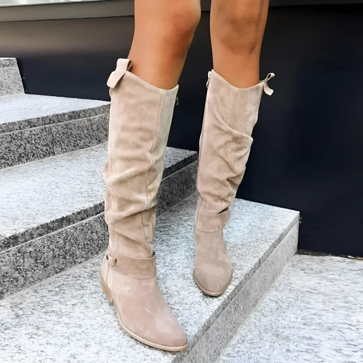 Eline | Knee-High Block Heel Boots with Side Zip for Women