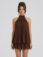 Kelda | Tiered Ruffle Halter Neck Mini Dress for Women
