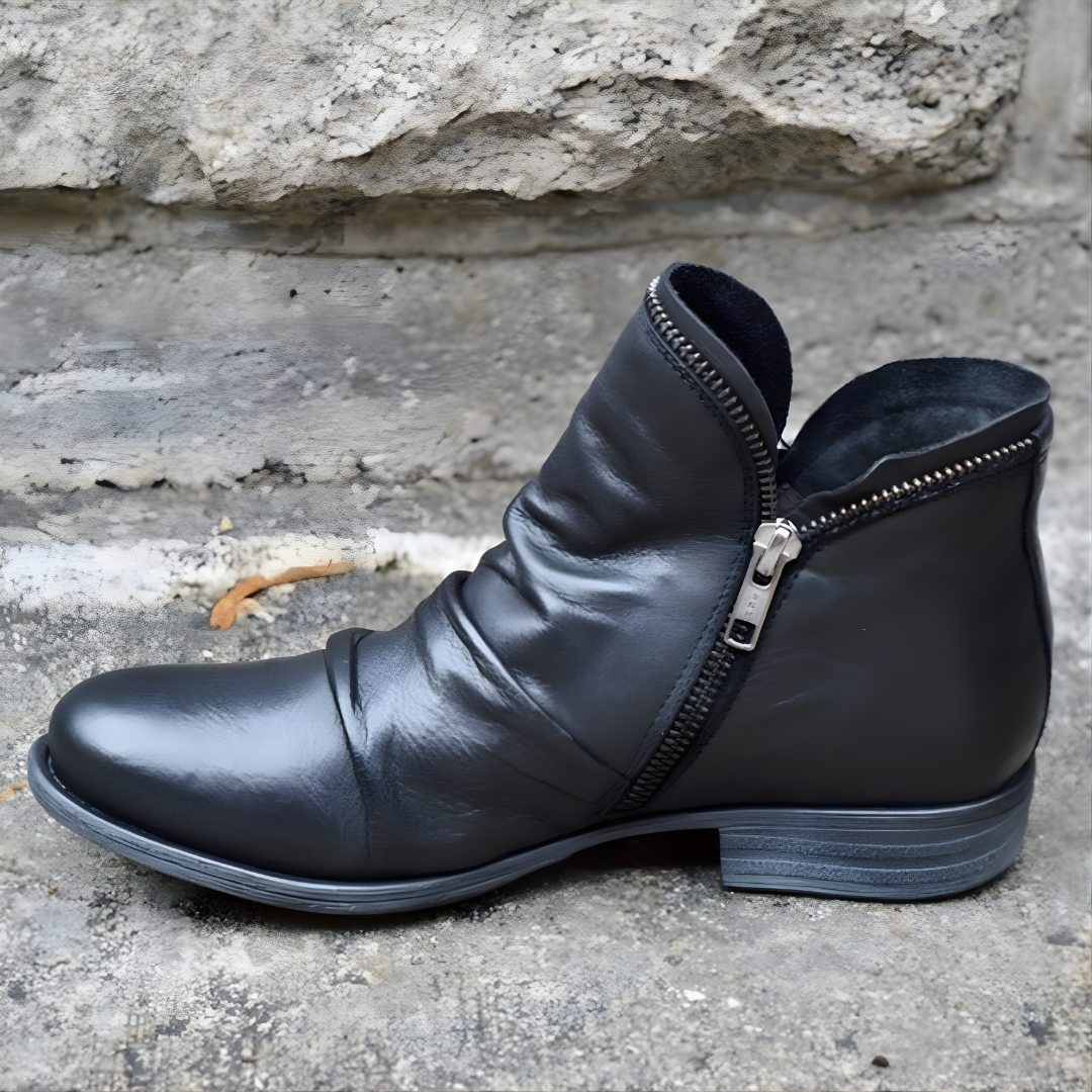 Edda | Side-Zip Stacked-Heel Ankle Boots for Women