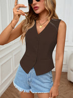 Jette | Cardigan Sleeveless Button-Front Vest for Women