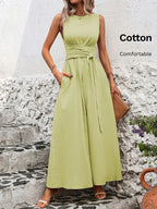 Mathilde | Belted Wrap A-Line Sleeveless Maxi Dress for Women
