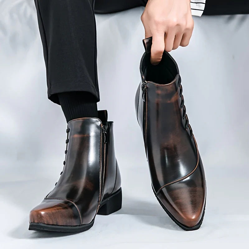 Sigurd | Brogue Winter Boot with Block Heel for Men
