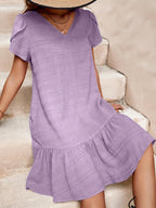 Delia | Textured A-Line Homecoming Dress with Ruffled Hem