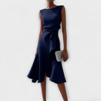 Pearl | Draped Asymmetric Sleeveless Midi Dress for Women
