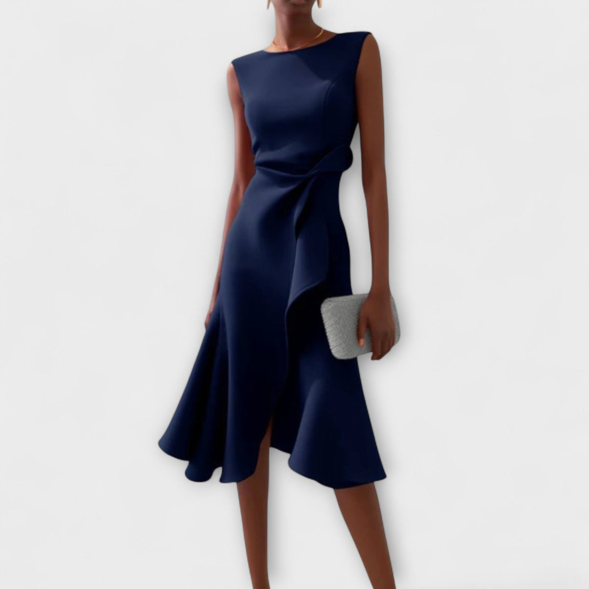 Pearl | Draped Asymmetric Sleeveless Midi Dress for Women