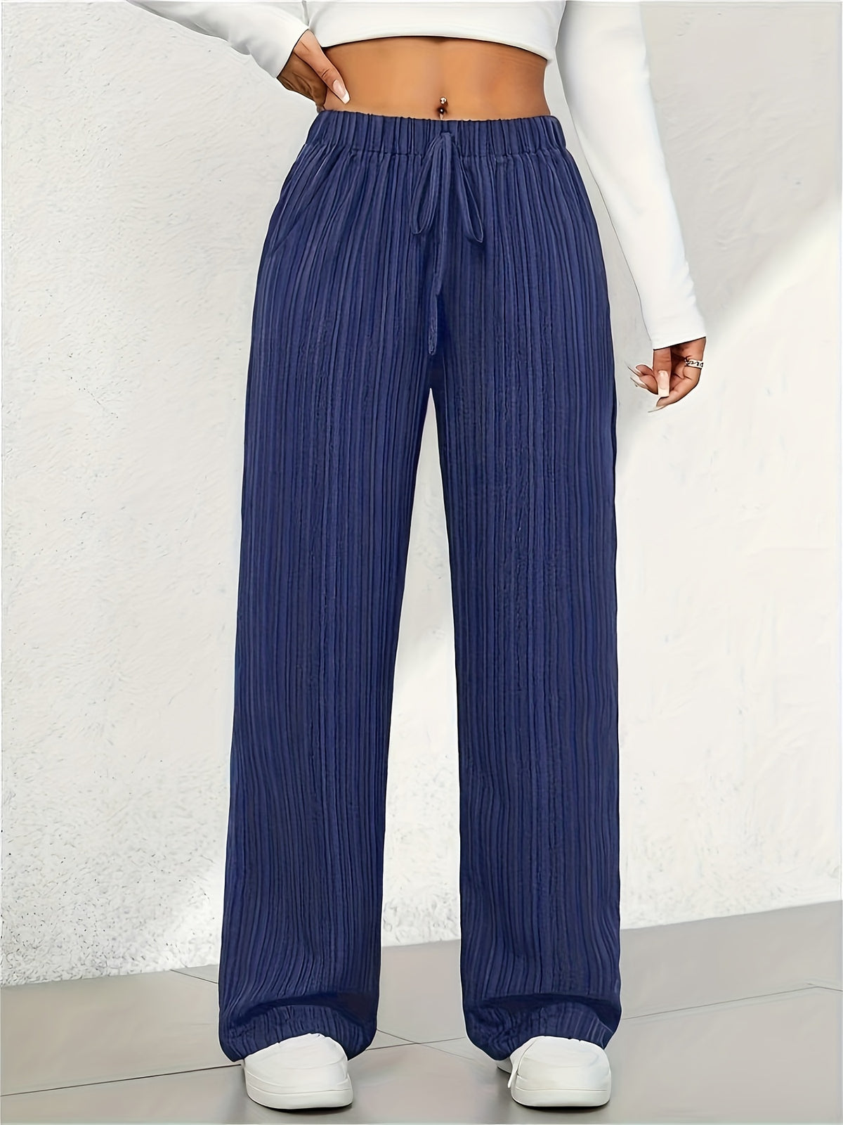 Carla | Baggy Sweatpants with Textured Ribbed Wide Leg for Women