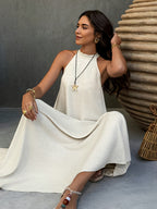 Noor | Textured Halter Neck Maxi Dress for Women