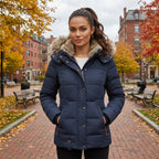 Laura | Fitted Quilted Puffer Jacket with Fur Hood for Women