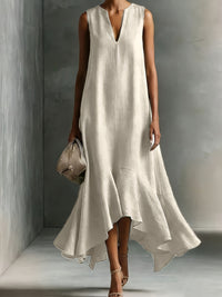 Hilde | Cocktail Dress with V-Neck and Ruffled Hem for Women