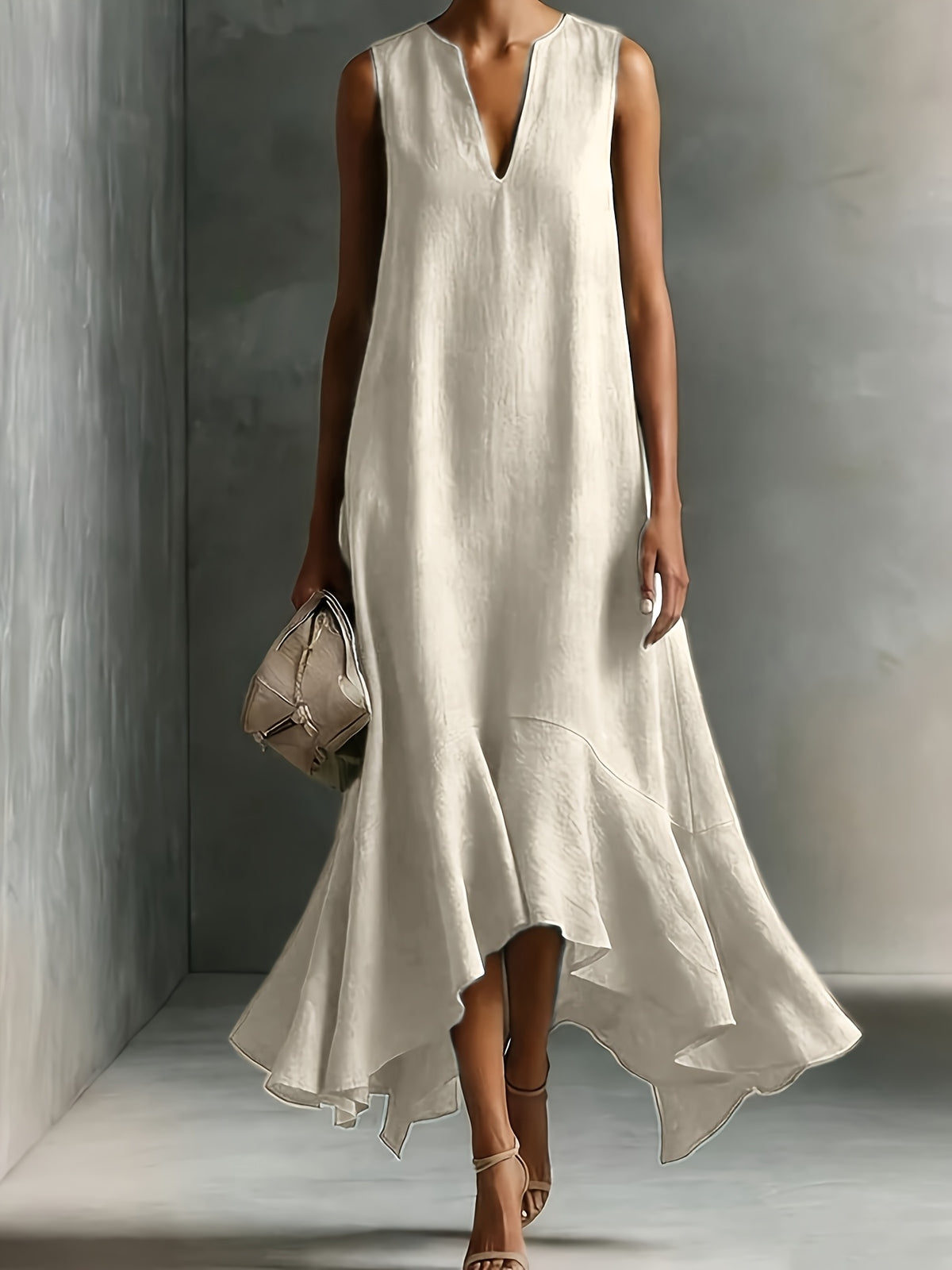 Hilde | Cocktail Dress with V-Neck and Ruffled Hem for Women