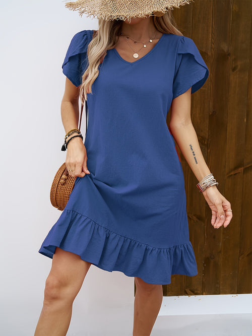 Corinne | Ruffled A-Line Homecoming Dress with V-Neck for Women