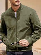 Andreas | Ribbed Stand Collar Zip-Up Bomber Jacket for Men